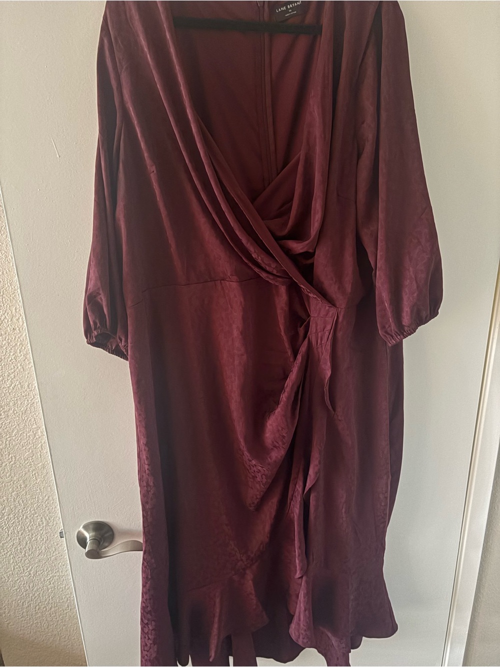 Lane Bryant Wine-Red Wrap Midi Dress
